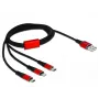 DeLOCK - cable solo para carga - Lightning / USB - USB (M) a Micro-USB tipo B, Lightning, USB-C (M) - 1,0 m - apantallado - negro (85892)