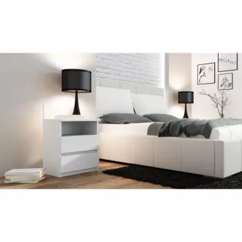 Topeshop M1 BIEL MAT mesita de noche 2 cajón(es) blanco