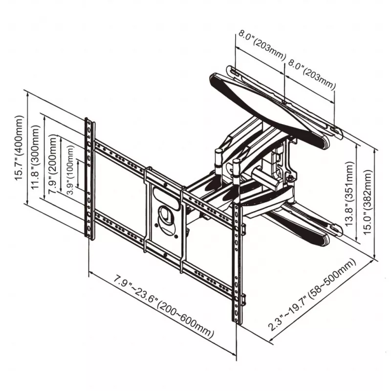 Soporte para TV LCD/LED GART 40-75 45 kg ajuste vertical/horizontal 58-380 mm máx. VESA 600x400