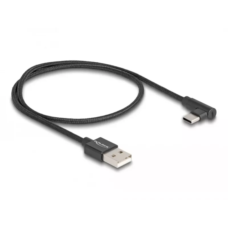 Cable USB 2.0 DeLOCK Type-A macho a USB Type-C macho acodado 0,5 m negro