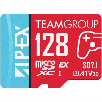 Tarjeta microSDXC Team Group APEX SD7.1 128 GB (MicroSD Express, rojo/azul)