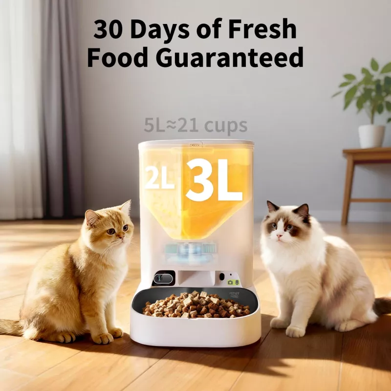 Comedero automático PETKIT YumShare Dual-hopper 2 con cámara, capacidad 5 L, ABS y acero inoxidable 304, blanco