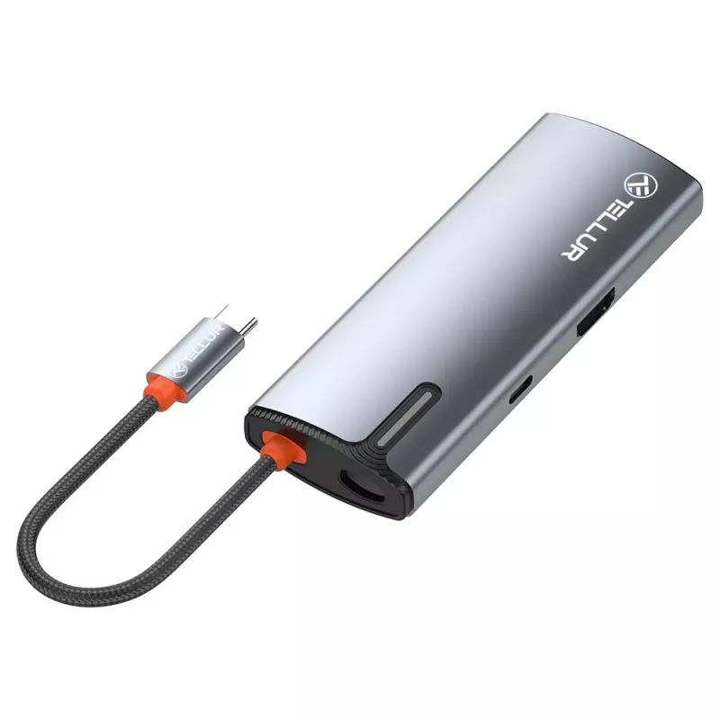 Hub USB-C Tellur TLL321061 con PD 3.0 100W, salida HDMI y 3× conectores USB 3.0