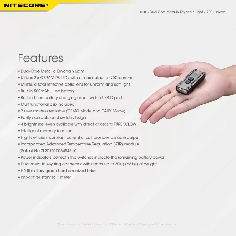 Linterna de mano LED Nitecore TIP SE Negra