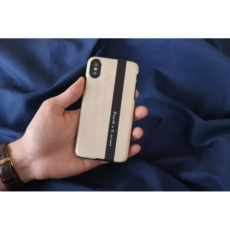 Funda para smartphone man and wood para iPhone X/XS — cuero negro