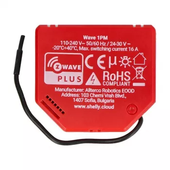 Interruptor inteligente Shelly W 1PM plástico 16A 110–240V, Z-Wave, 868,4 MHz, rojo, 42×37×16 mm