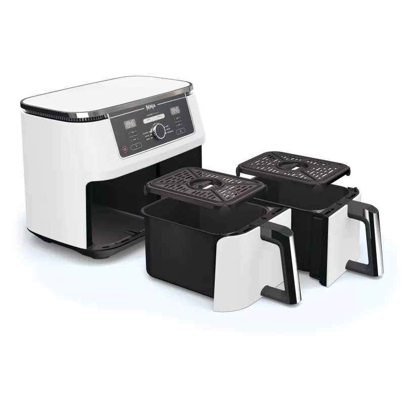 Freidora de aire Ninja AF400EU Double 9,5 L 2470 W blanca, controles giratorios y táctiles