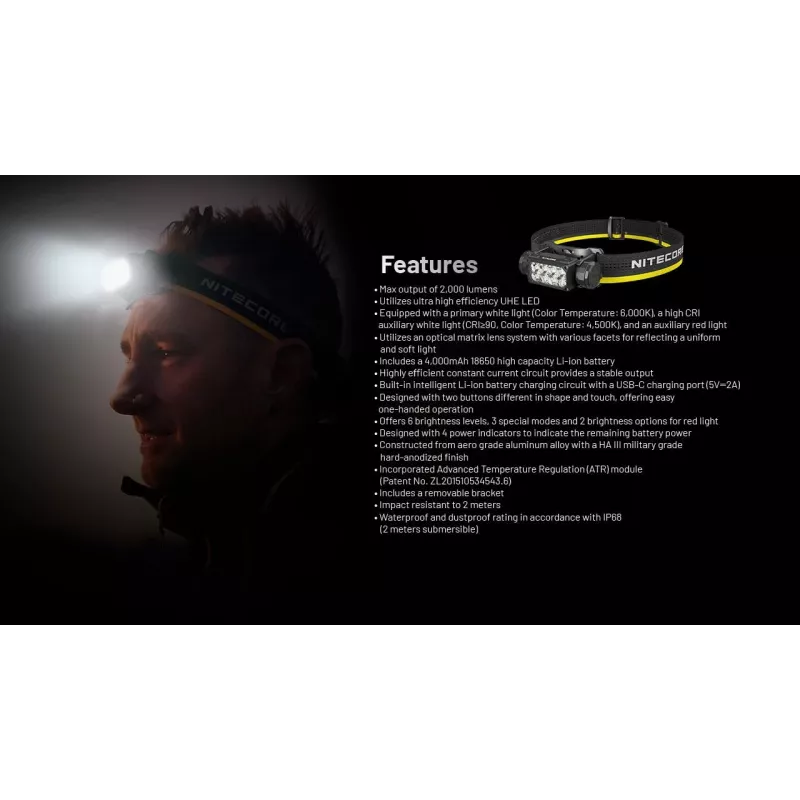 Linterna frontal Nitecore HC65 UHE