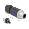 Conector M12 DeLOCK codificado A de 8 polos conector macho conexión por tornillo