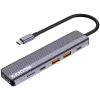 Hub USB Type-C CANYON DS-17 — HDMI, USB 3.2 Gen 1 A, USB-C, MicroSD, 10000 Mbit/s, gris