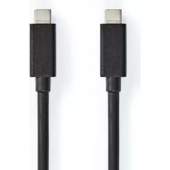 Nedis Cable USB | USB 3.2 Gen 2x2 | Conector macho USB-C™ – Conector macho USB-C™ | 100 W | 4K@60Hz | 20 Gbit/s | niquelado | 1,00 m | Redondo | PVC | Negro | Caja