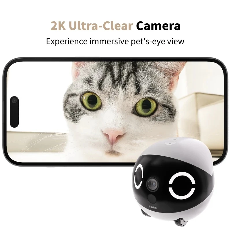 Enabot ROLA Mini robot compañero para mascotas, láser, 5000 mAh, blanco/negro