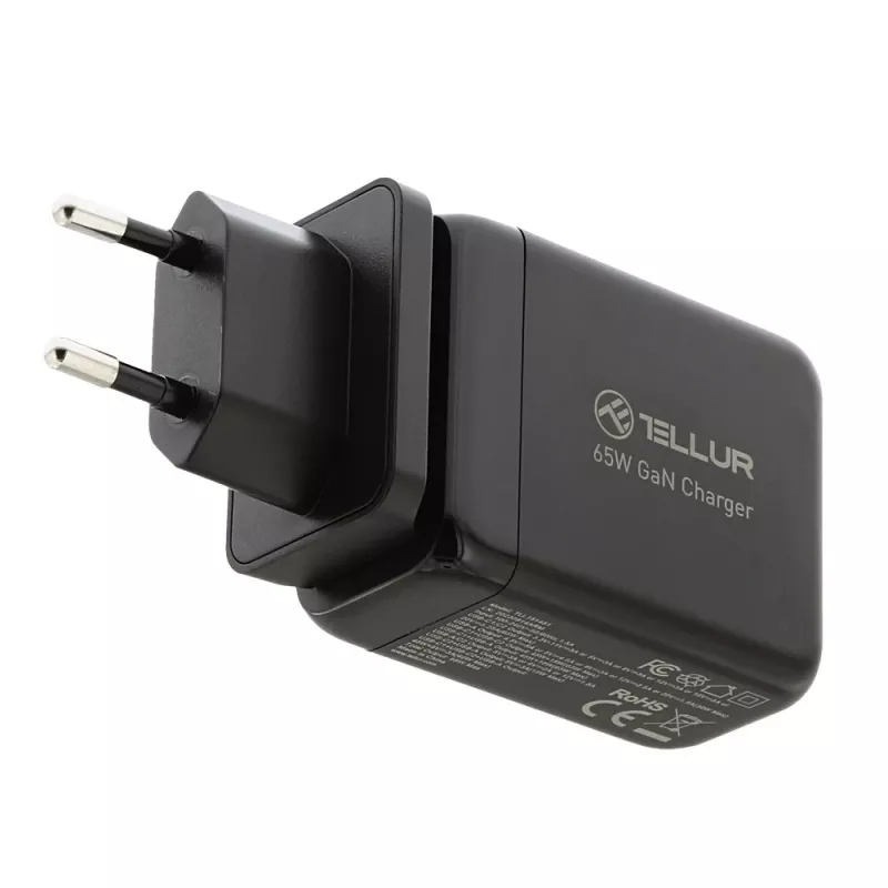Cargador de pared Tellur TLL151451 65W, 3 puertos (2x USB-C, 1x USB-A)