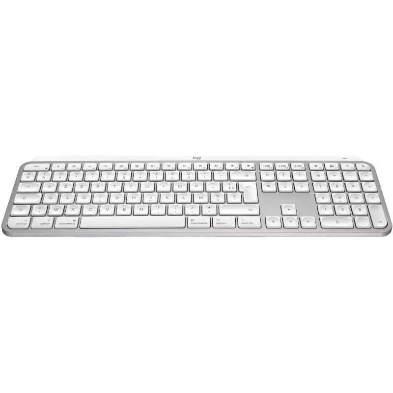Logitech Master Series MX Keys S para Mac - Teclado - Formato completo - retroiluminado - inalámbrico - Bluetooth LE - AZERTY - Francés - Gris claro (920-011626)