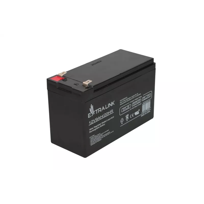 Batería de plomo-ácido sellada (VRLA) 12V 9Ah Extralink – AGM, 1 ud., negro