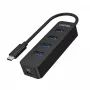 Hub USB Unitek uHUB Q4 — hub de 4 puertos USB 3.2 Gen 1 (Type-A), host USB-C, 5 Gbit/s, 10 W, negro