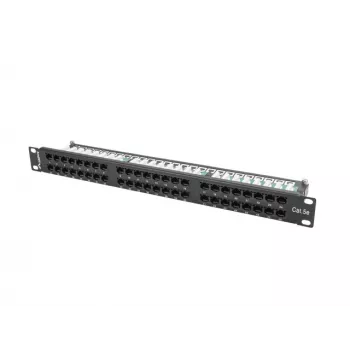 Panel de parcheo LANBERG PPU5-1048-B 1U, 48 puertos Cat5e, negro, 445×102×44,5 mm