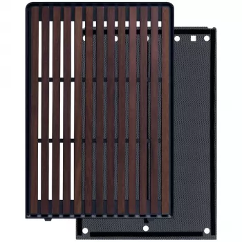 Carcasa de PC Mini-ITX/mATX Lian Li A3-mATX Wood Edition — frontal de nogal, chasis negro