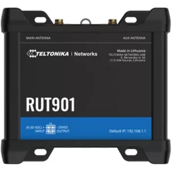 Router móvil Teltonika RUT901 — 4x Fast Ethernet LAN, 3G/4G LTE, Wi‑Fi 4 (802.11n), 4 antenas externas, carcasa de aluminio