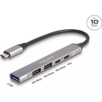 DeLOCK 64298 dock para portátil cableado USB 3.2 Gen 2 Type-C gris