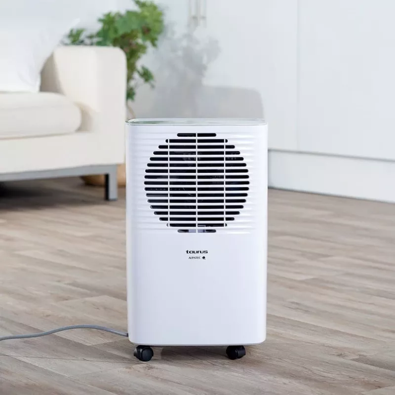 Deshumidificador Taurus DH1201 — depósito de 2,5 L, 90 m³/h, 210 W, 43 dB, R290