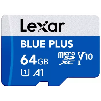 Tarjeta de memoria MicroSDXC Lexar BLUE PLUS 64 GB UHS‑I 100 MB/s U1 V10 (azul)