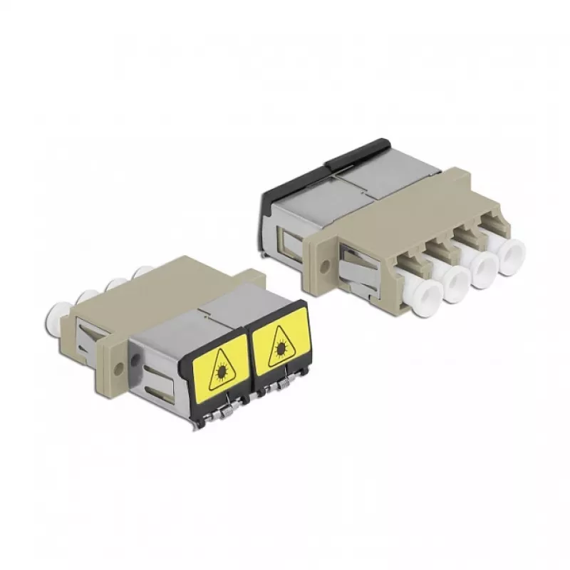 Acoplador de fibra óptica DeLOCK 86904 LC cuádruple hembra a LC cuádruple hembra multimodo beige