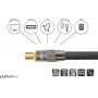 Cable de antena SAT, conector macho IEC/coaxial a conector hembra bañado en oro, apantallamiento 120 dB, 75 ohmios, trenza de nailon negro, 1 m, serie PYTHON® (GC-M2011)