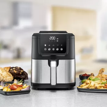 Freidora de aire Rommelsbacher FRH 1500 — 5 L, 1500 W, acero inoxidable/negro