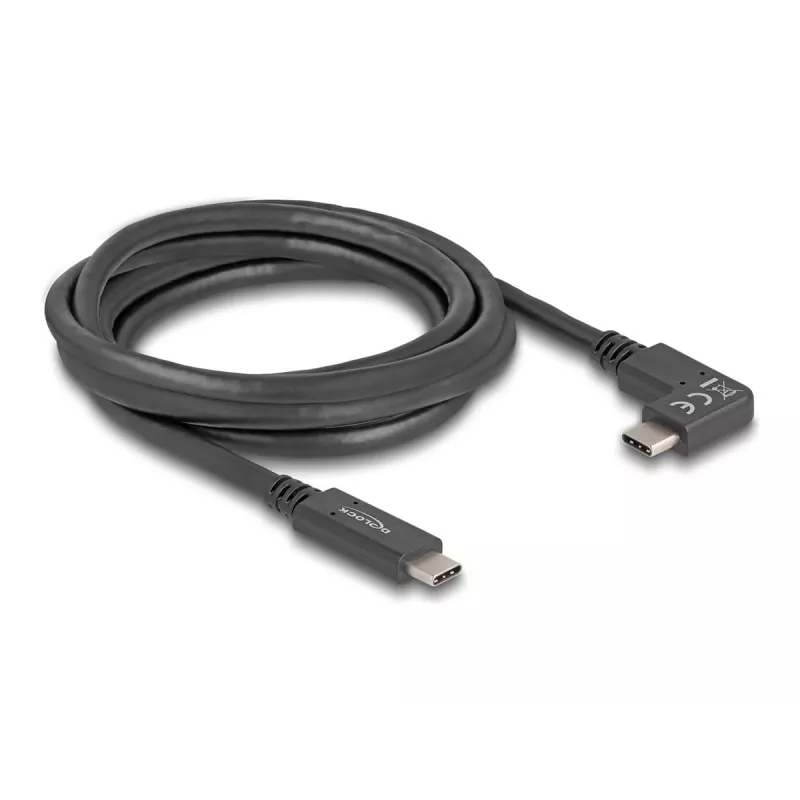 Cable USB DeLOCK USB Type-C macho a USB Type-C macho en ángulo 2 m 5 Gbit/s 4K PD 60 W