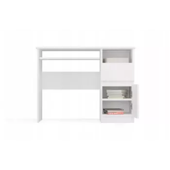 Escritorio top e shop PORTO derecho blanco, tablero rectangular de aglomerado 985×510×755 mm, 1 cajón, bandeja para teclado