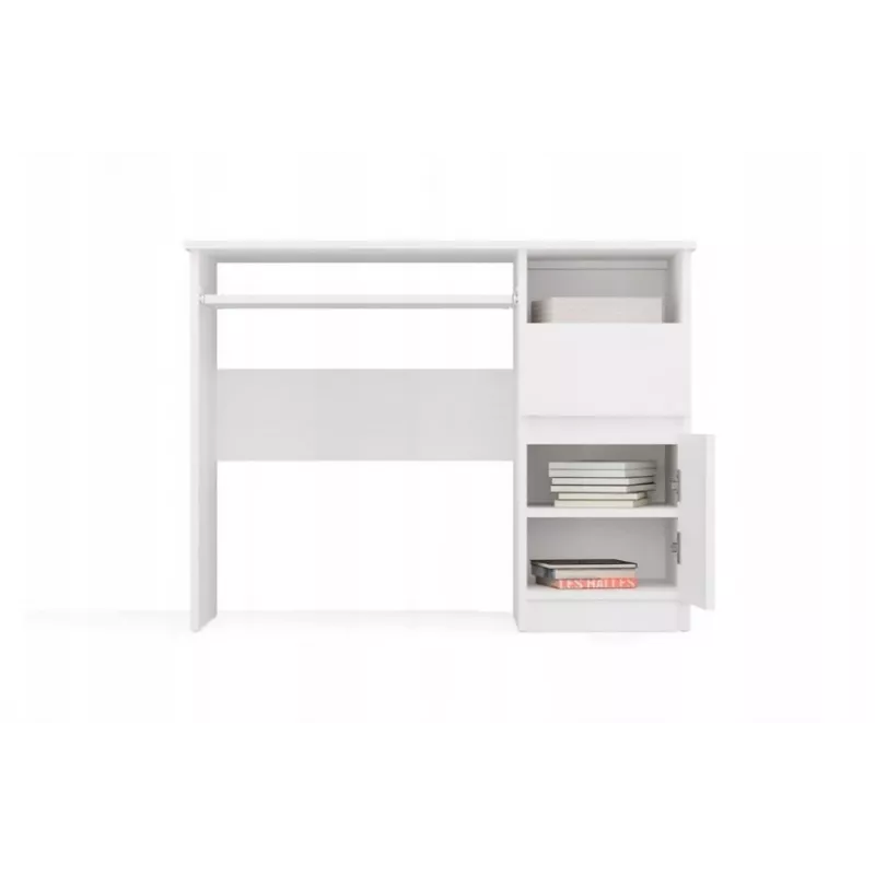 Escritorio top e shop PORTO derecho blanco, tablero rectangular de aglomerado 985×510×755 mm, 1 cajón, bandeja para teclado