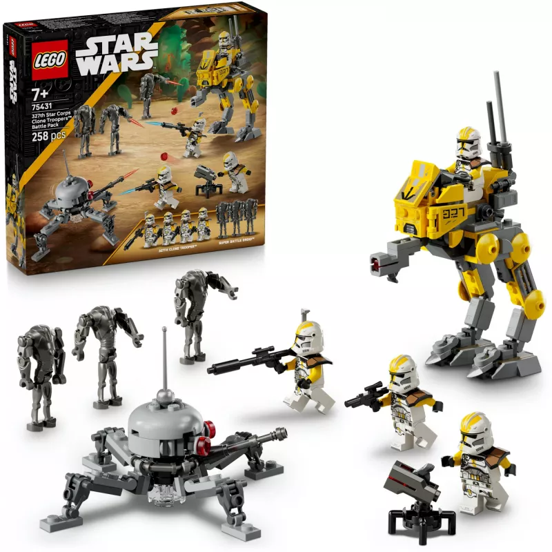 LEGO Star Wars set 327th Star Corps Clone Troopers Battle 75431 — 258 piezas, 7 minifiguras, edad 7+
