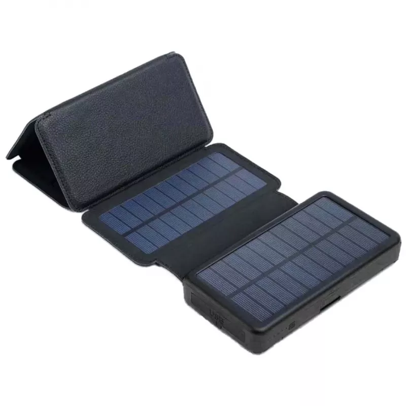 PowerNeed ES20000B panel solar plegable con power bank, 9 W, 20000 mAh, Li-Poly, 2x USB 2 A, negro