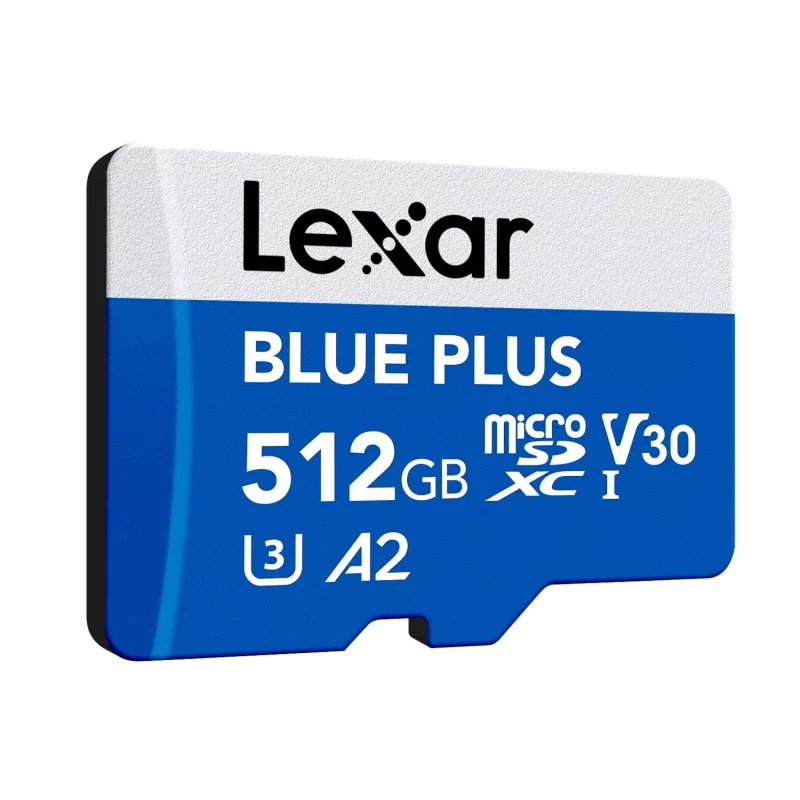 Tarjeta de memoria MicroSDXC Lexar BLUE PLUS 512 GB, UHS‑I, lectura 170 MB/s, U3/V30