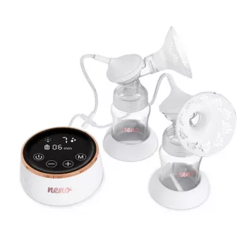 Sacaleches eléctrico doble neno Bella Twin Moon – inalámbrico, bifásico, LCD, biberones de 150 ml, nácar