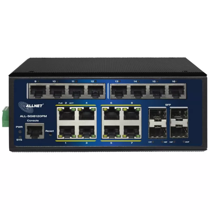 Switch PoE+ industrial ALLNET ALL-SGI8120PM 20+4 puertos 10/100/1000 Mbps
