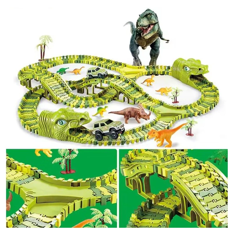 Gran circuito de carreras, Dino Park Extralink Toys, coche, dinosaurios, parque de dinosaurios, XXL, 271 piezas