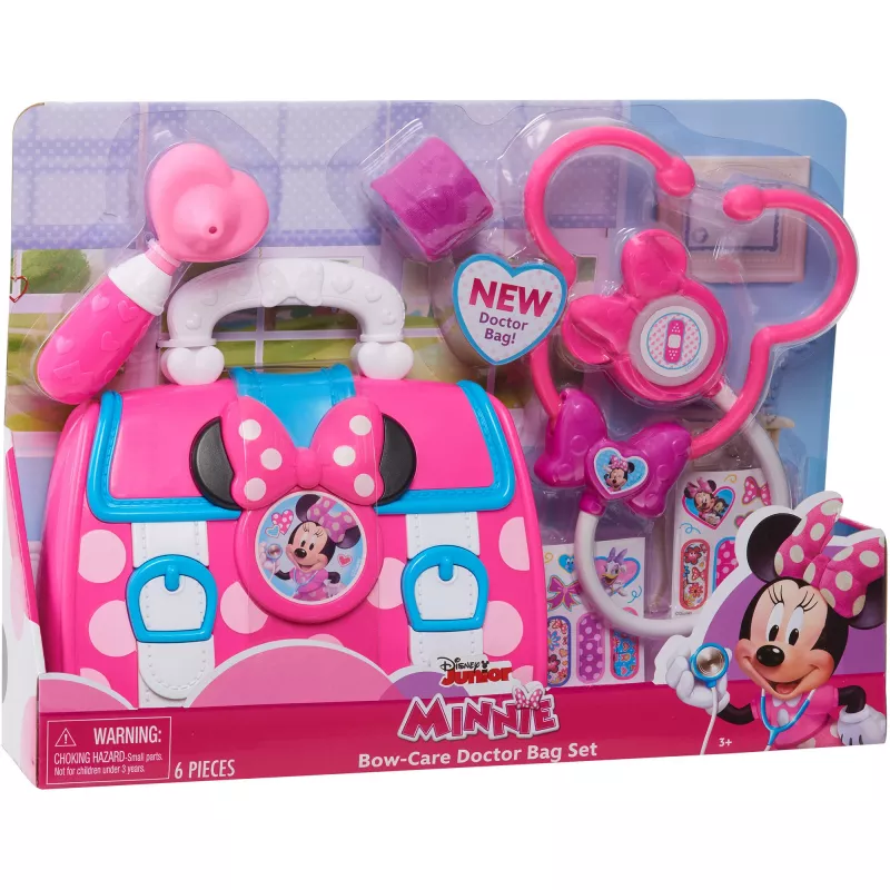Disney Junior Minnie Mouse Bow-Care set de maletín de doctora, juguete de hogar para niños