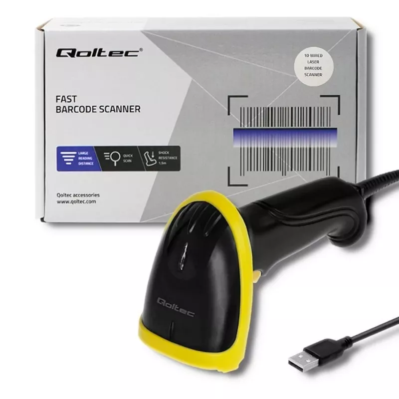 Lector de códigos de barras de mano Qoltec 50860