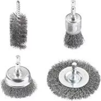 Juego de cepillos de alambre para taladro KWB 597530 – 4 piezas (para taladradoras, limpieza de metal y superficies)