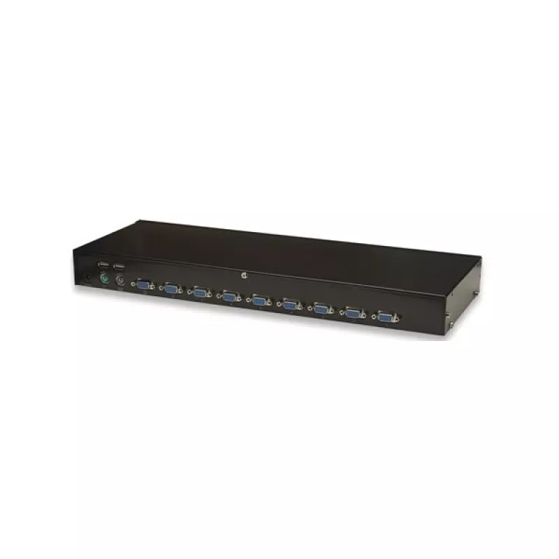 Conmutador KVM Intellinet 8 puertos para rack, combo USB + PS/2, visualización en pantalla, cables incluidos (conector europeo de 2 pines)