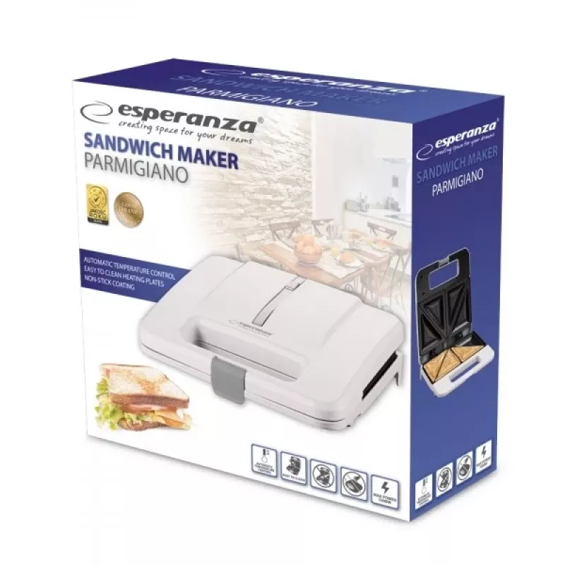 Esperanza EKT010W sandwichera 1000 W blanca