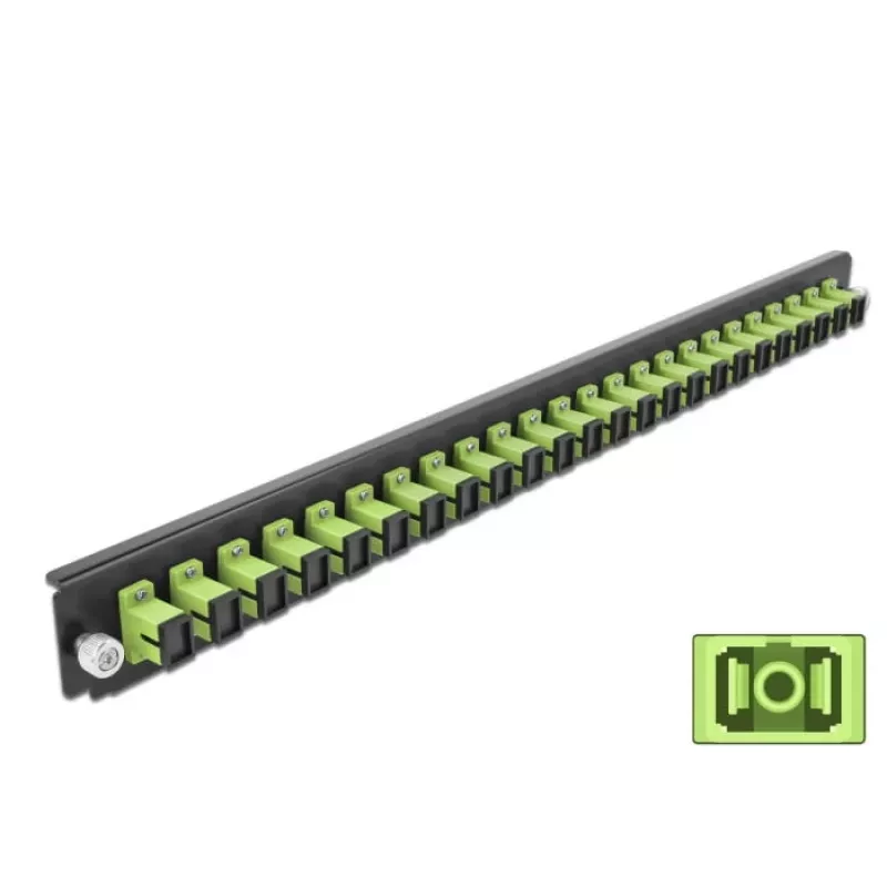 Panel frontal para caja de empalme DeLOCK 19 pulgadas 24 puertos SC Simplex verde lima