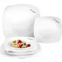 Lamart LT9002 Dine juego de platos de porcelana, 6 uds. (2 llanos, 2 hondos, 2 de postre), 24,5/19,2/17,3 cm, blanco
