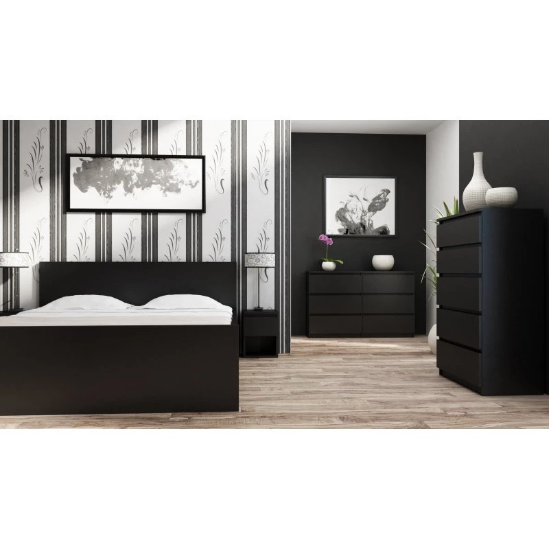 Cómoda Top e Shop M5 CZERŃ, 5 cajones, negra, 700×400×1120 mm, aglomerado