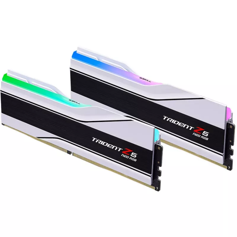 DIMM 32 GB DDR5-6400 (2x 16 GB) kit dual, memoria RAM blanca, F5-6400J3239G16GX2-TZ5NRW, Trident Z5 NEO RGB, AMD EXPO