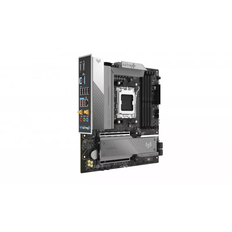 Placa base Sapphire NITRO+ B850M WIFI — AMD B850, zócalo AM5, micro ATX, DDR5, 4x DIMM, Wi‑Fi 6, 2,5Gb LAN, 2x M.2