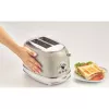 Tostadora Ariete 155 Design de 2 ranuras con cestillos para sándwich, 6 niveles de tostado, 810 W, carcasa de acero inoxidable, bandeja recogemigas extraíble, beige pastel