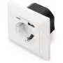 DIGITUS DA-70615 - Toma de corriente - 2P+E - tipo F, USB, USB Type C - con cierre - 1 toma de corriente, 2 puertos USB - 2.8 A - blanco, RAL 9003